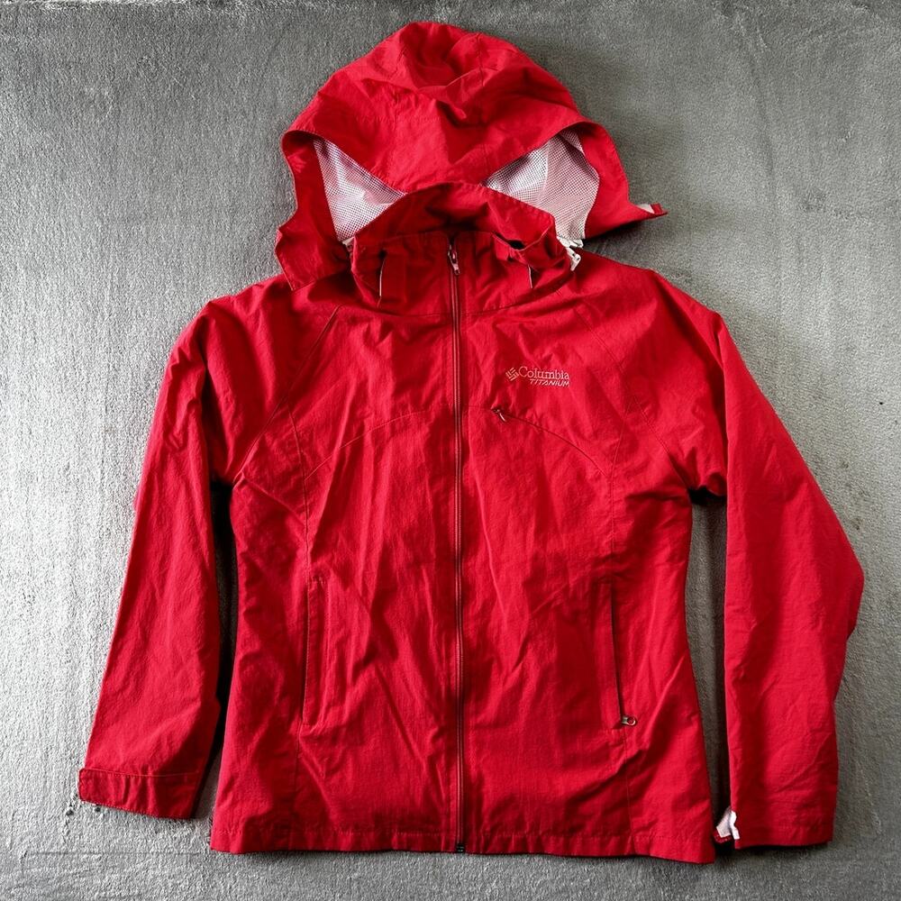 Columbia Titanium Pink Hooded Jacket Waterproof Windbreaker Outdoor Women Medium
